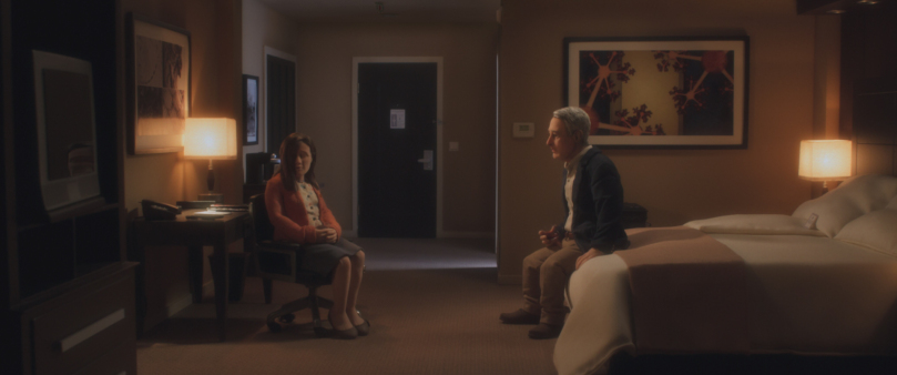 (L-R) Jennifer Jason Leigh voices Lisa Hesselman and David Thewlis voices Michael Stone in the animated stop-motion film, ANOMALISA, by Paramount Pictures