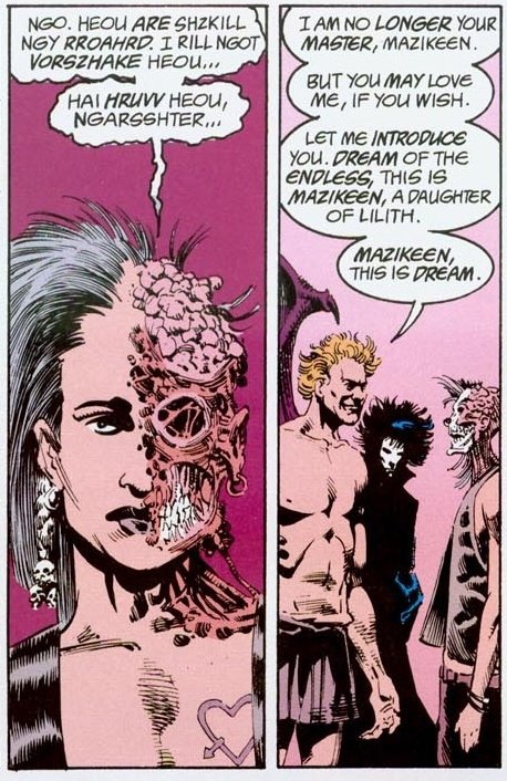 Mazikeen, um demônio e uma das lilim, filhas de Lilith, aparece em Sandman