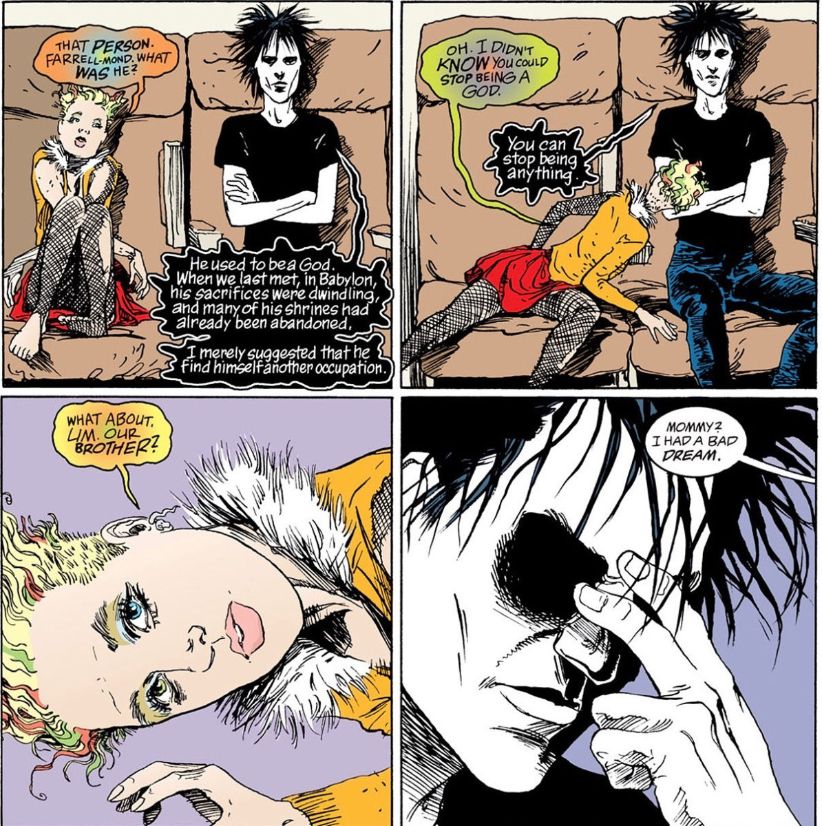Delirium e Morpheus em busca de Destruição no volume 7 de Sandman, intitulado "Vidas Breves".