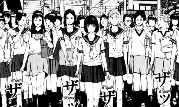 Saya e seu grupo de seguidoras no mangá de Usamaru Furuya