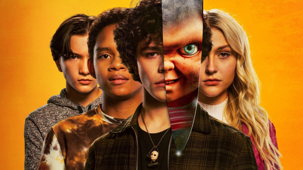 Protagonistas de Chucky no pôster da 1ª temporada, lançada em 2021