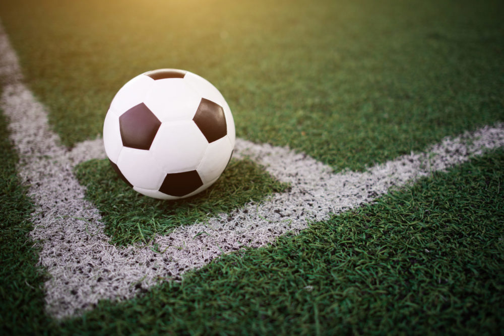 soccer ball white line stadium